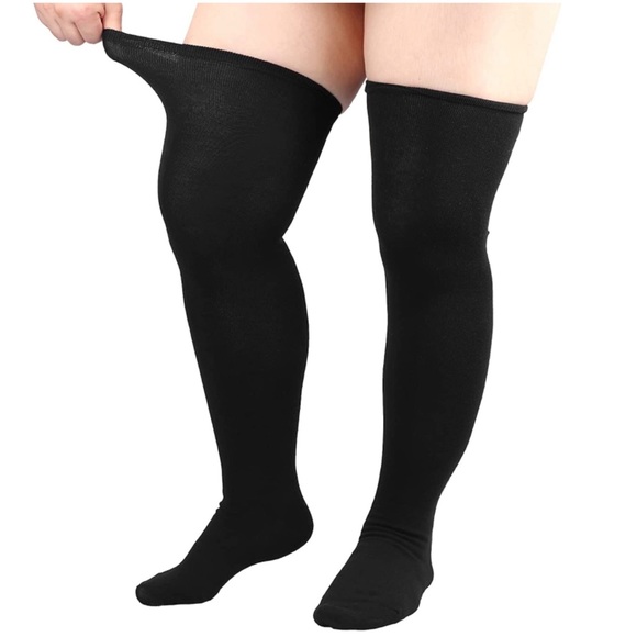 ❤️SOLD❤️Plus Size Thick Thighs Black Over the Knee Thigh High Socks - Picture 2 of 15